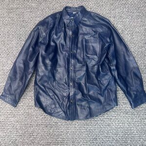 Men's Blue Leather Jacket